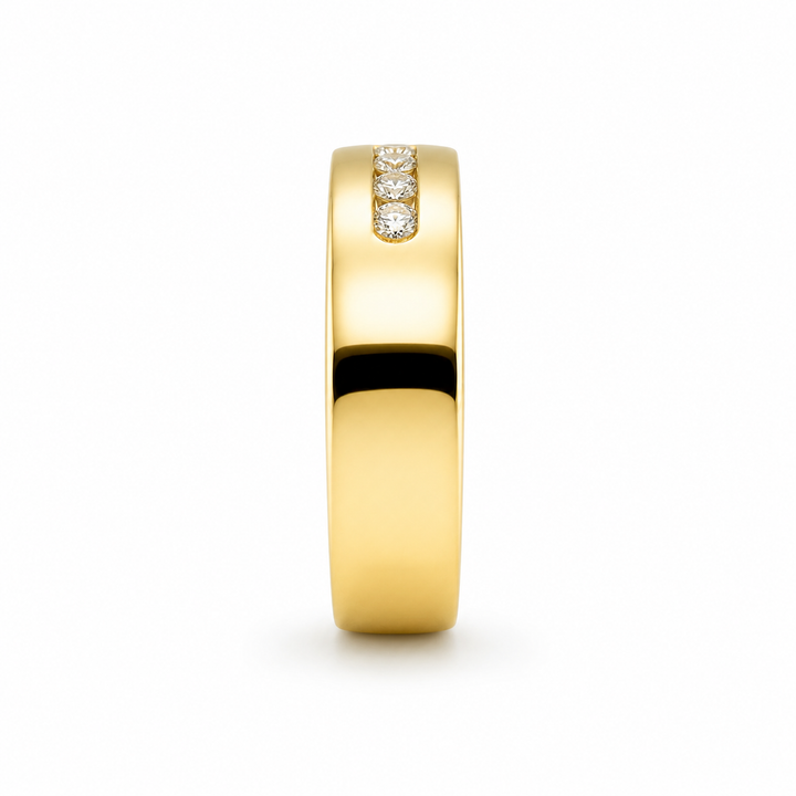 14K Yellow Gold Johnny N. Five-Diamond Channel Band ~ 1 Ct