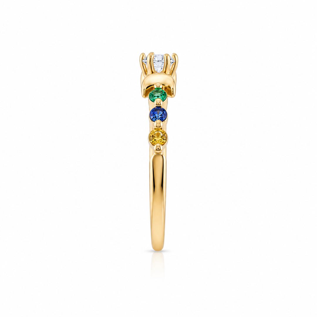 14K Yellow Gold Johnny N. Design Celestial Diamond & Gemstone Band ~ 1 ½ Ct