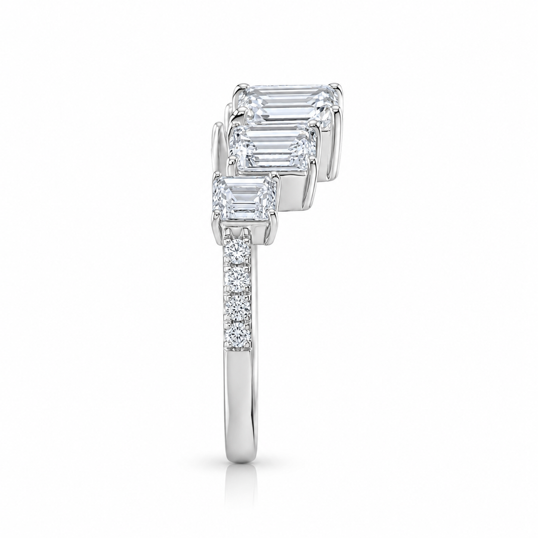 14K White Gold Johnny N. Design Graduated Five-Stone Ring ~ 5 ½ Ct