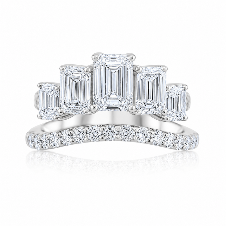 14K White Gold Johnny N. Design Graduated Five-Stone Ring ~ 5 ½ Ct