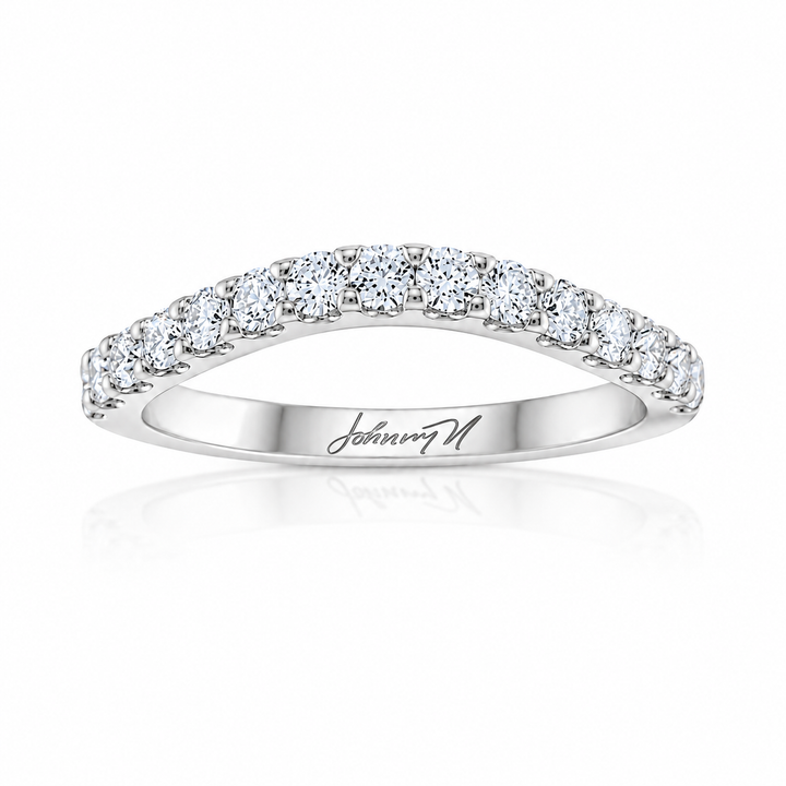 14K White Gold Johnny N. Design Curved Diamond Band ~ 1 Ct