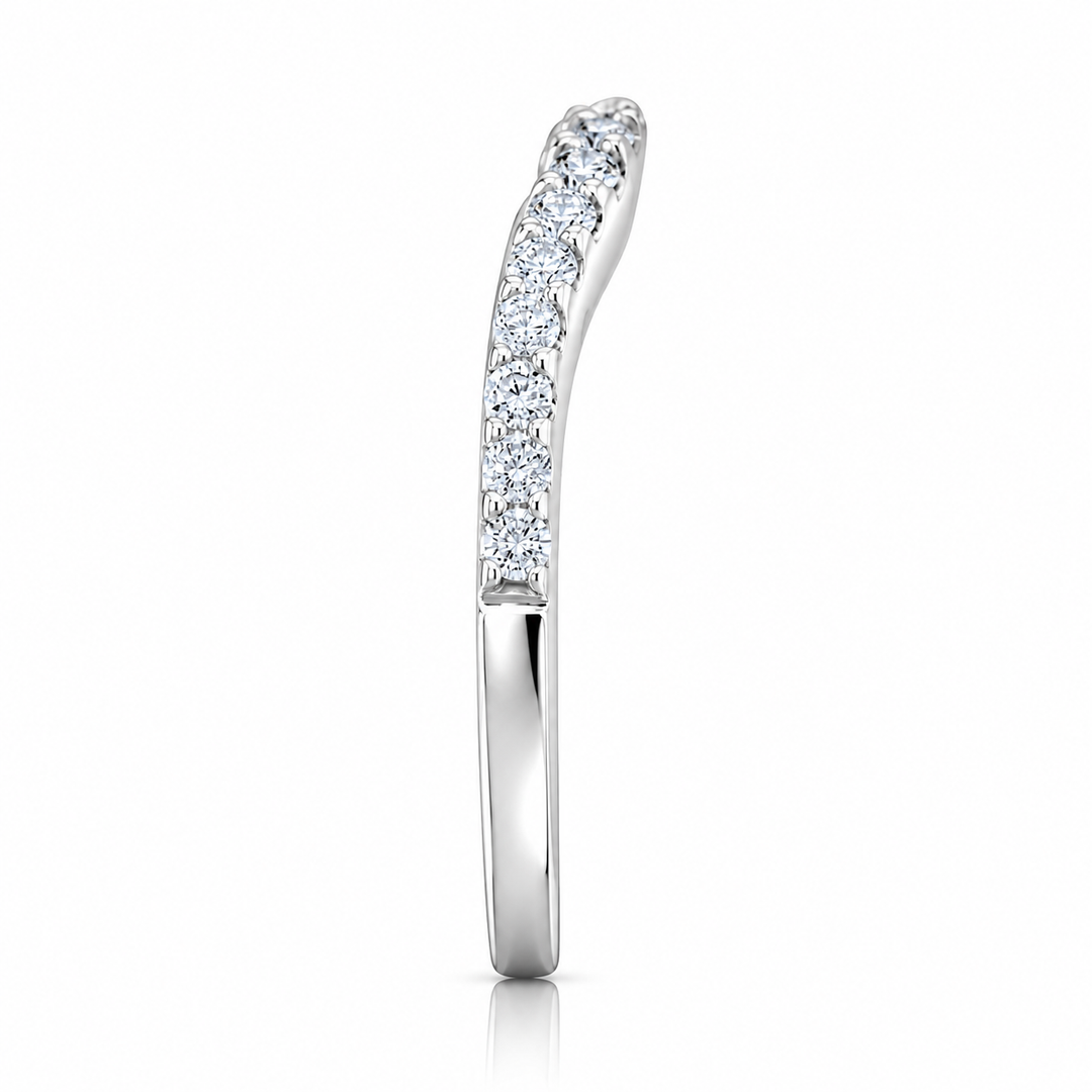 14K White Gold Johnny N. Design Curved Diamond Band ~ 1 Ct