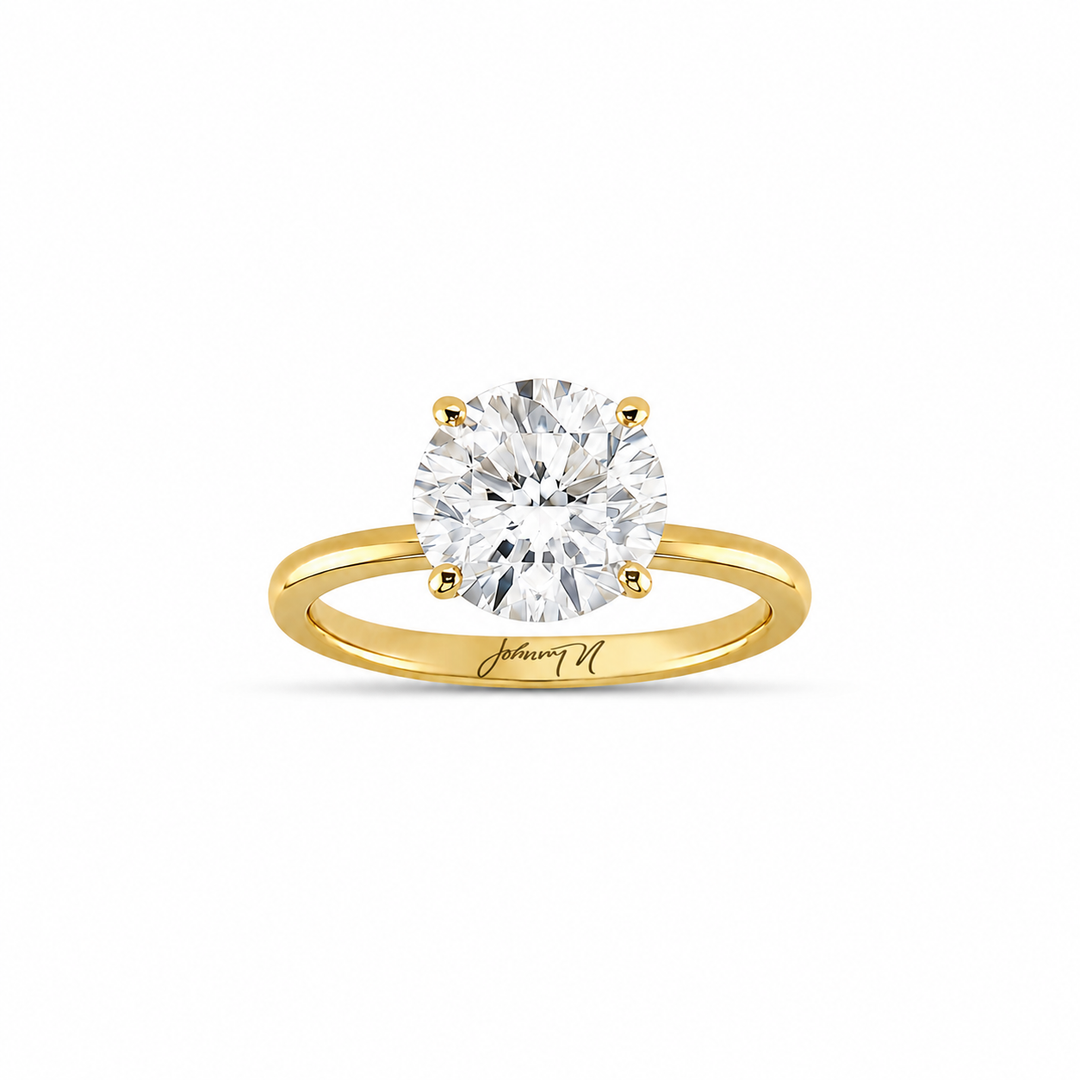 14K Yellow Gold Johnny N. Design Hidden Petal Lab Diamond Solitaire Ring 8 Ct