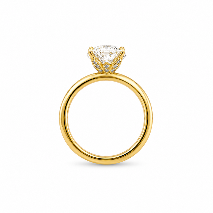 14K Yellow Gold Johnny N. Design Hidden Petal Lab Diamond Solitaire Ring 8 Ct