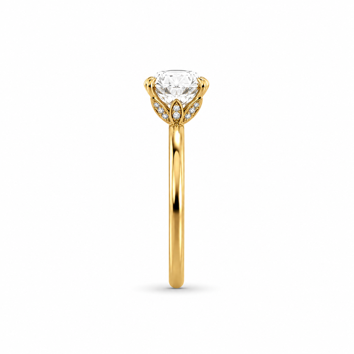 14K Yellow Gold Johnny N. Design Hidden Petal Lab Diamond Solitaire Ring 8 Ct