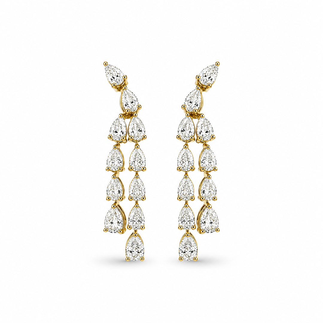 14K Yellow Gold Johnny N. Design Lab Diamond Cascade Earrings 3 ¼ Ct