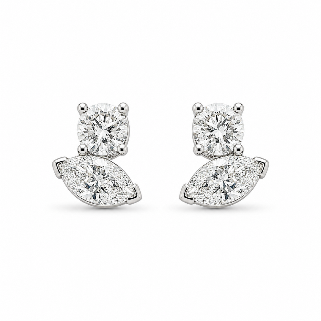 14K White Gold Johnny N. Design The-Perfect-Pair Lab Diamond Earrings 3 Ct
