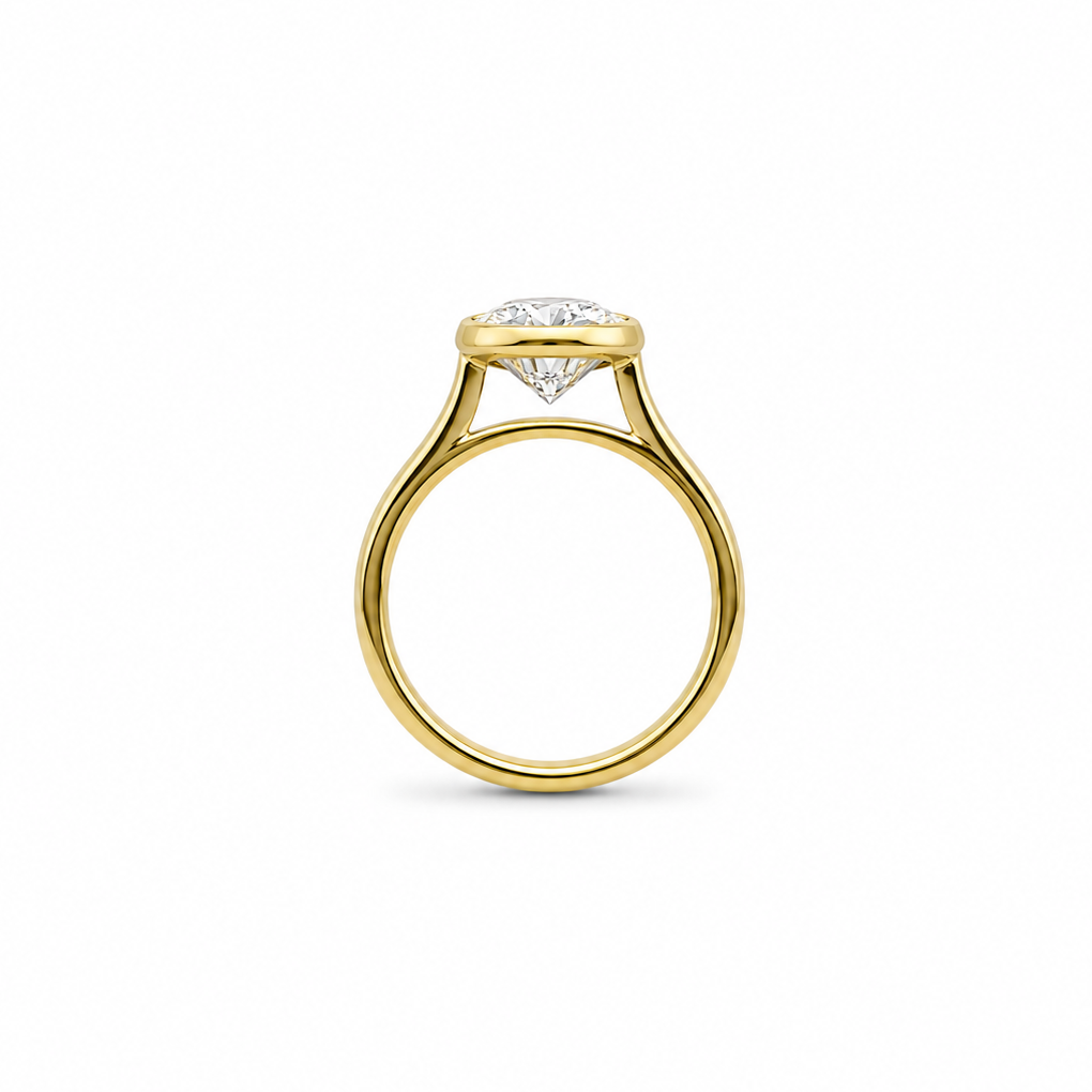 14K Yellow Gold Johnny N. Design Bezel Lab Diamond Solitaire 3 Ct