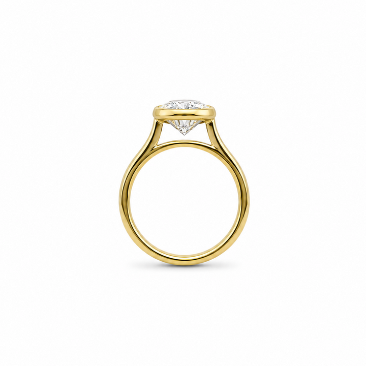 14K Yellow Gold Johnny N. Design Bezel Lab Diamond Solitaire 3 Ct