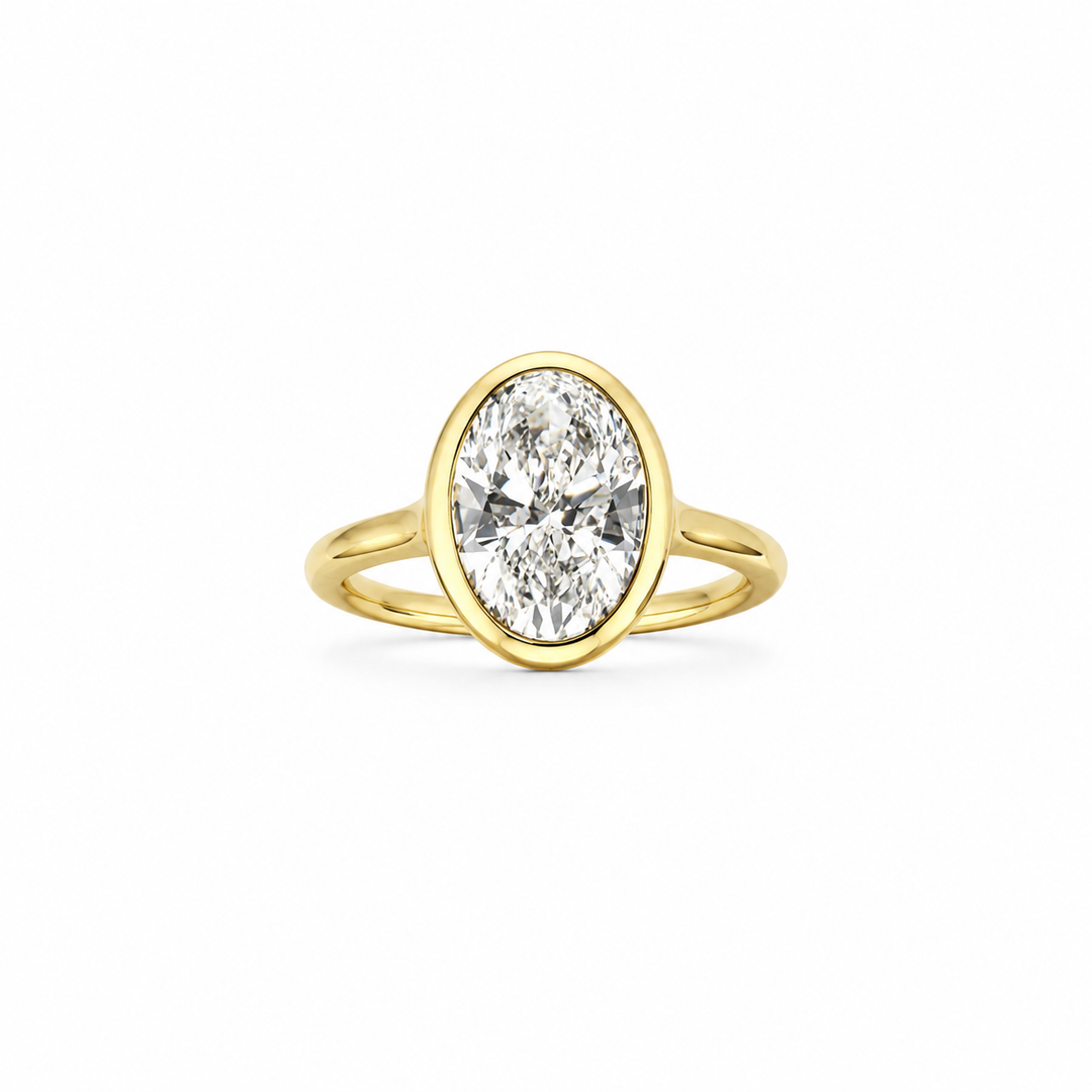 14K Yellow Gold Johnny N. Design Bezel Lab Diamond Solitaire 3 Ct