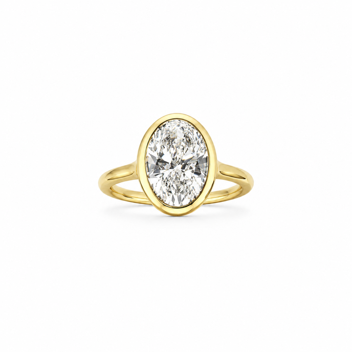 14K Yellow Gold Johnny N. Design Bezel Lab Diamond Solitaire 3 Ct