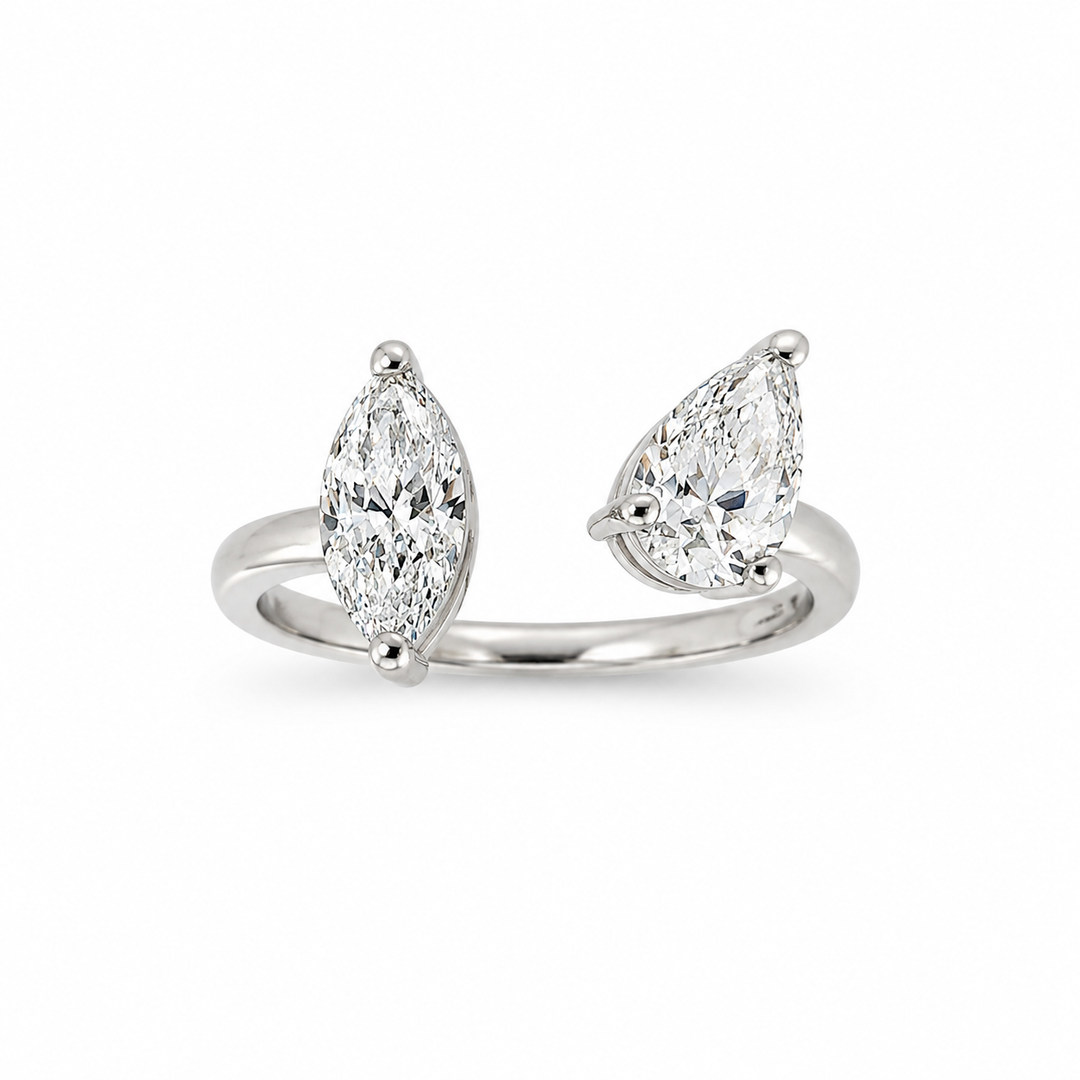 14K White Gold Johnny N. Design Lab Diamond Bypass Ring 2 Ct