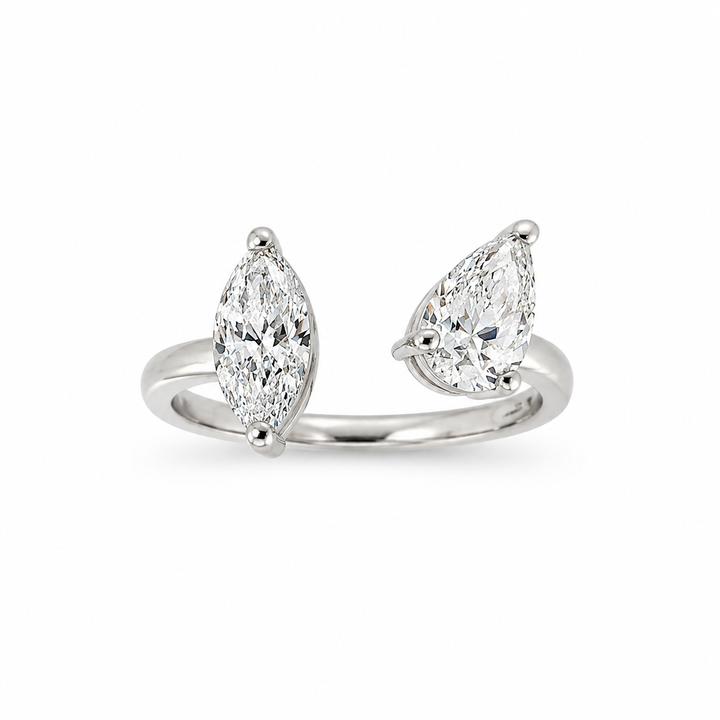 14K White Gold Johnny N. Design Lab Diamond Bypass Ring 2 Ct