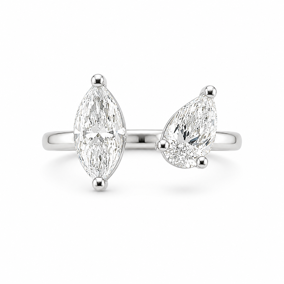 14K White Gold Johnny N. Design Lab Diamond Bypass Ring 2 Ct