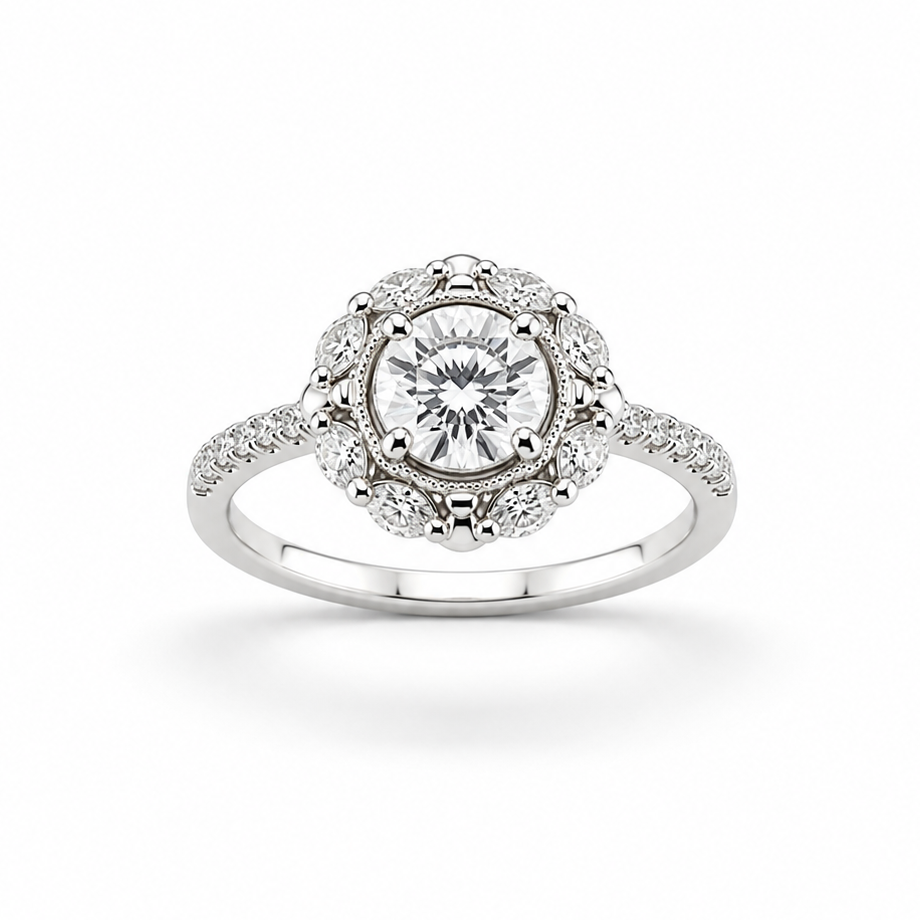 18K White Gold Johnny N. Design Lab Diamond Bloom Engagement Ring ~ 2 ½ Ct