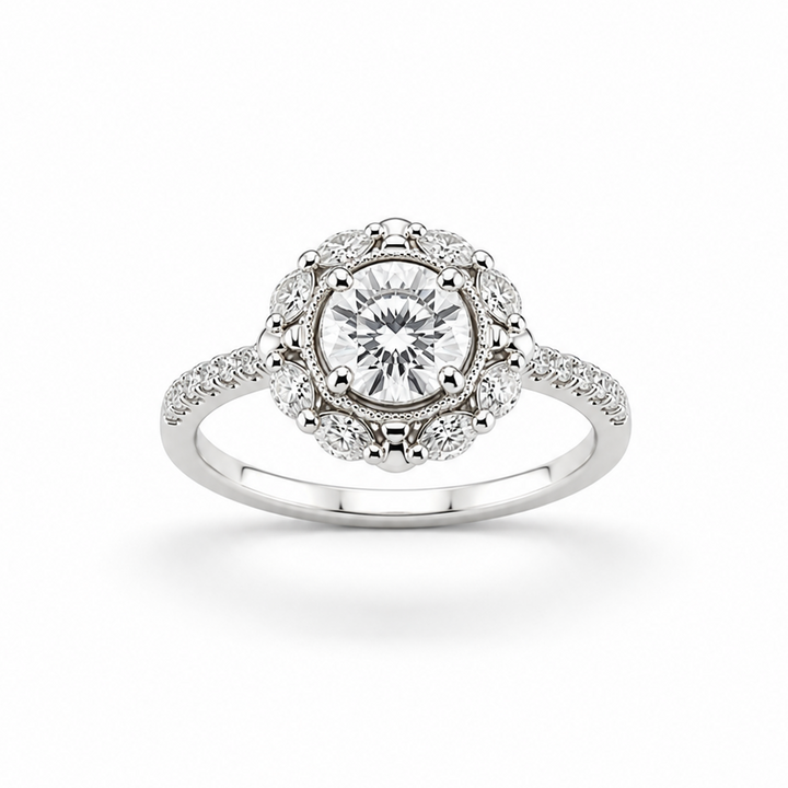 18K White Gold Johnny N. Design Lab Diamond Bloom Engagement Ring ~ 2 ½ Ct