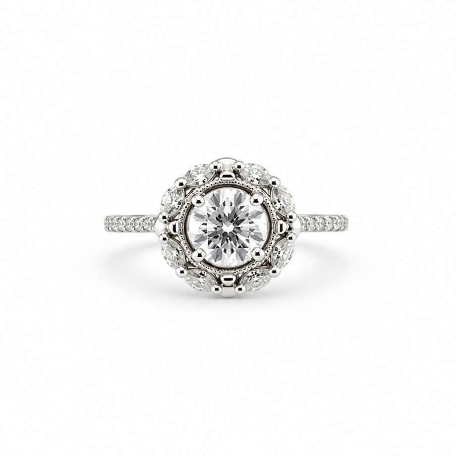 18K White Gold Johnny N. Design Lab Diamond Bloom Engagement Ring ~ 2 ½ Ct