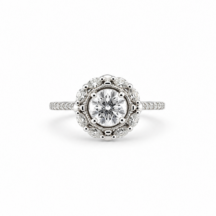 18K White Gold Johnny N. Design Lab Diamond Bloom Engagement Ring ~ 2 ½ Ct