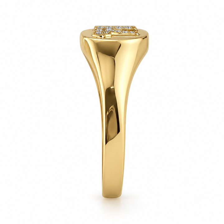 14K Yellow Gold Johnny N. Design Diamond Signet Ring ~ ½ Ct