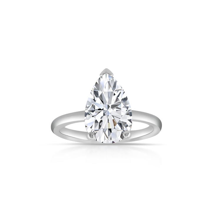 14K White Gold Pear Cut Lab Diamond Solitaire 3.26 Ct
