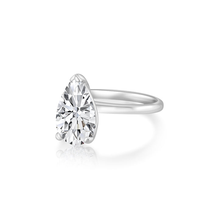 14K White Gold Pear Cut Lab Diamond Solitaire 3.26 Ct