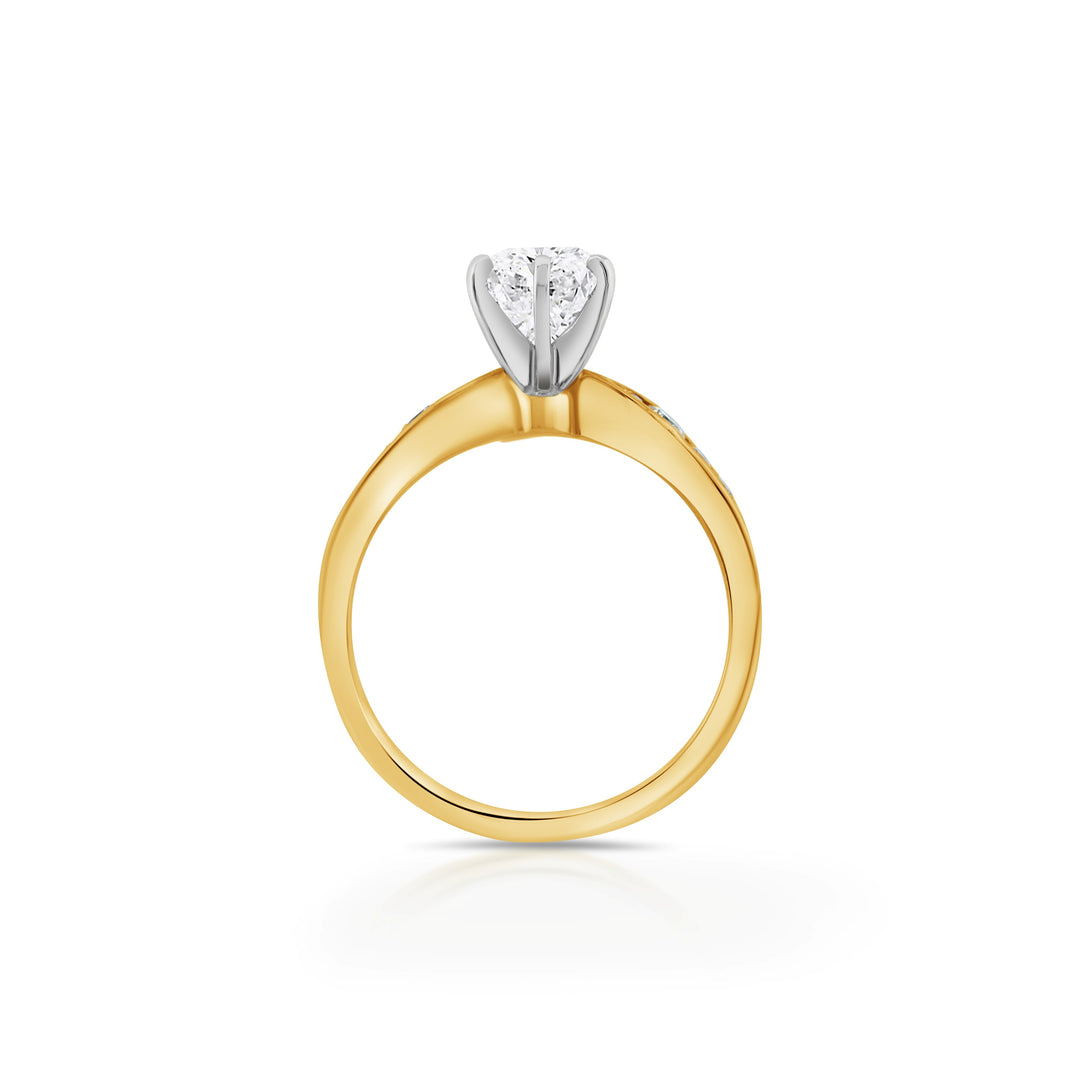 14K Two-Tone Gold Diamond Engagement Ring ~ 1 ¼ Ct