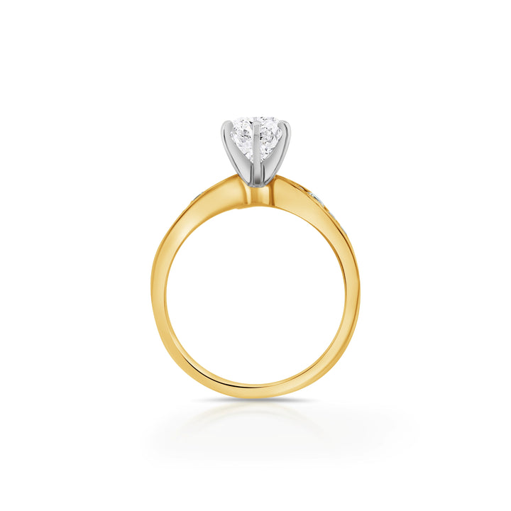 14K Two-Tone Gold Diamond Engagement Ring ~ 1 ¼ Ct