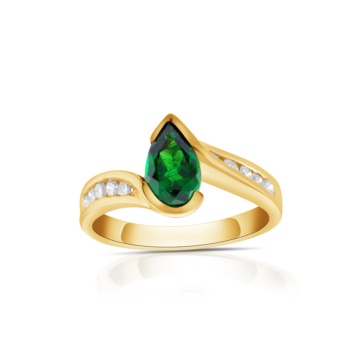 14K Yellow Gold Diamond & Tsavorite Bypass Ring 1 ½ Ct