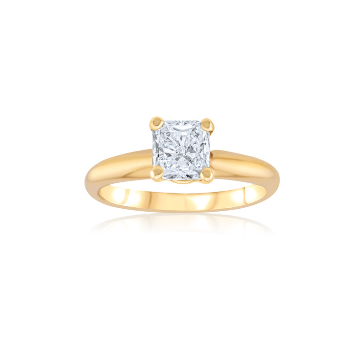 14K Yellow Gold Diamond Princess Cut Solitaire 1 Ct