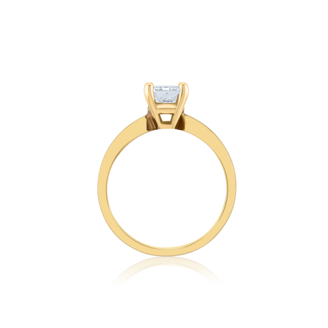 14K Yellow Gold Diamond Princess Cut Solitaire 1 Ct