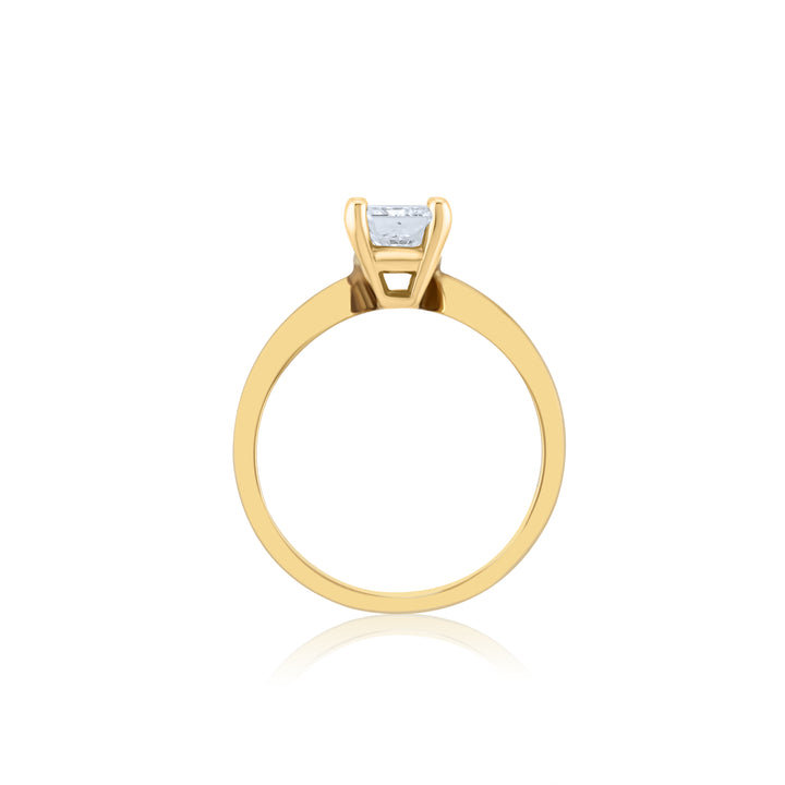 14K Yellow Gold Diamond Princess Cut Solitaire 1 Ct