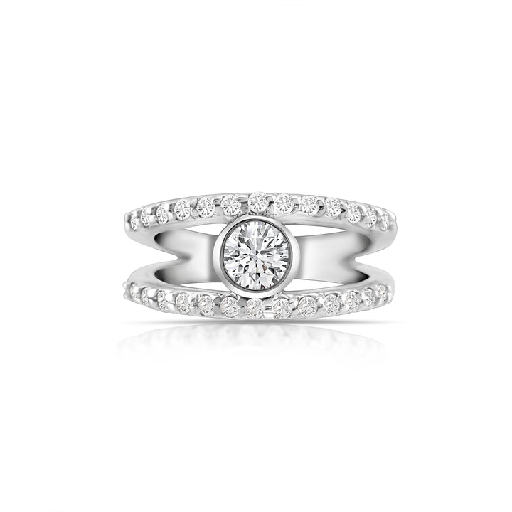 14K White Gold Diamond Two-Row Band ~ 1 Ct