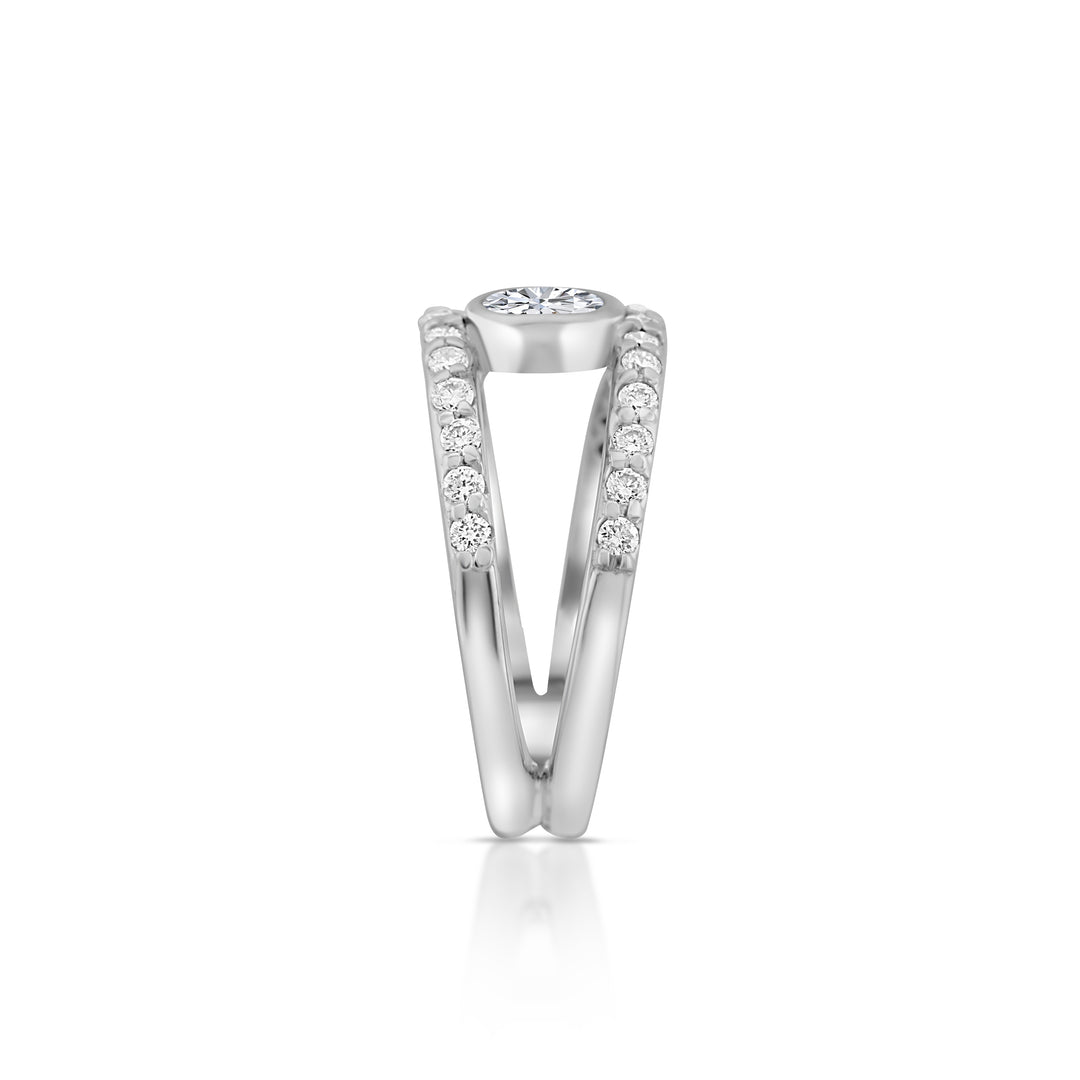 14K White Gold Diamond Two-Row Band ~ 1 Ct