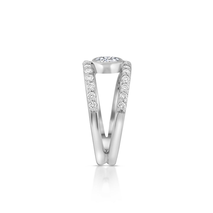 14K White Gold Diamond Two-Row Band ~ 1 Ct
