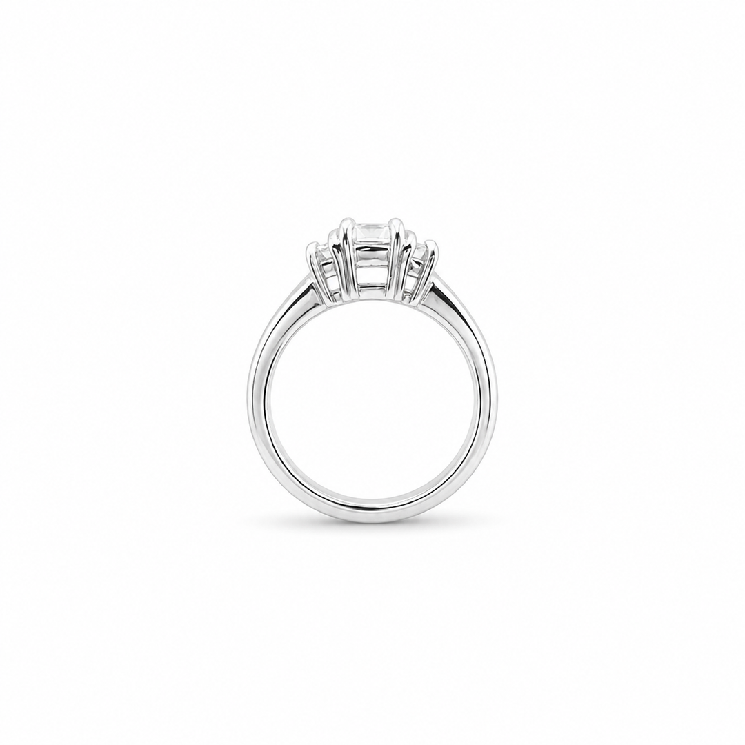 14K White Gold Three-Stone Diamond Engagement Ring ~ ¾ Ct