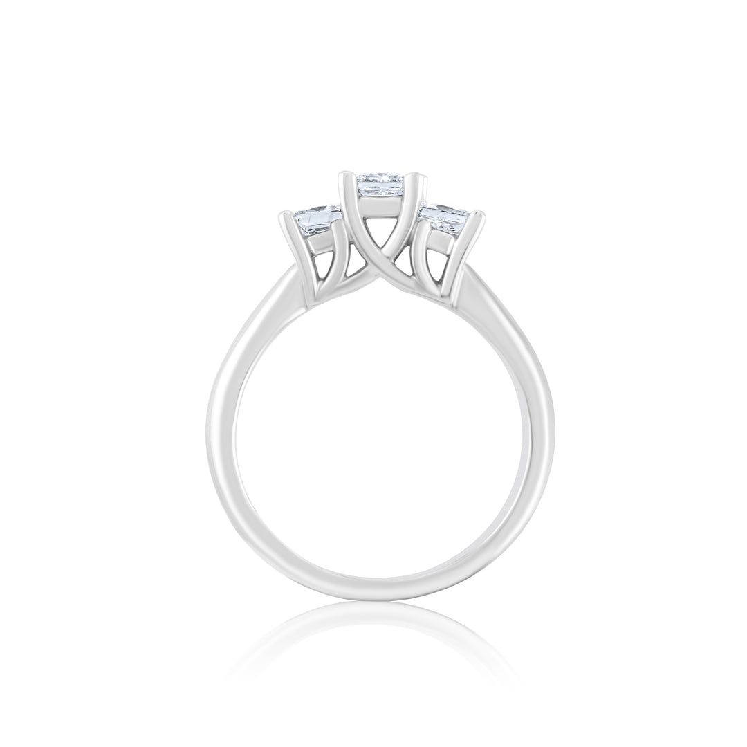 18K White Gold Three-Stone Diamond Engagement Ring 1.01 Ct