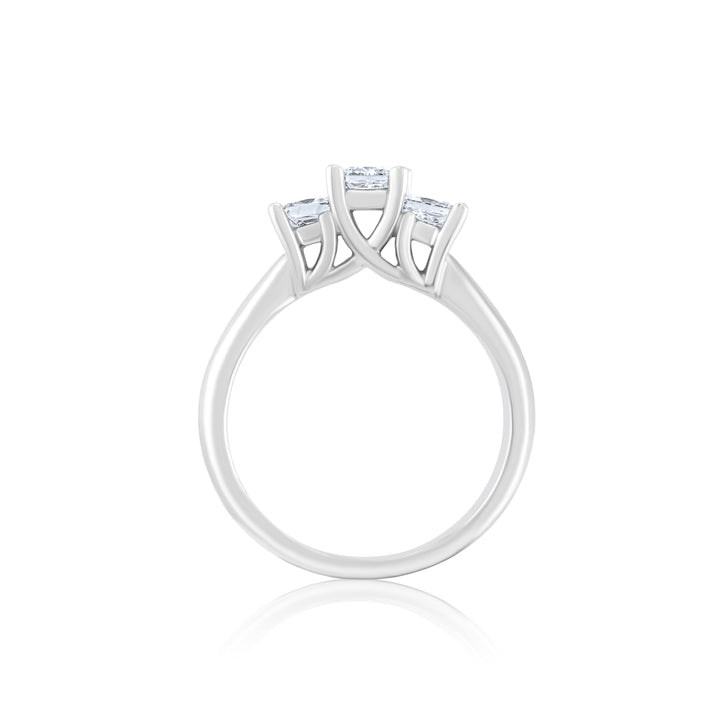 18K White Gold Three-Stone Diamond Engagement Ring 1.01 Ct