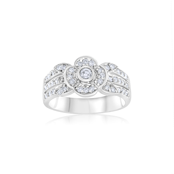 18K White Gold Diamond Floral Ring ~ ½ Ct