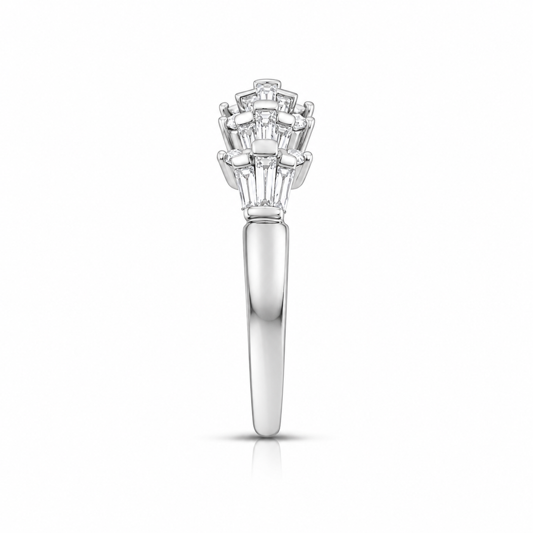 14K White Gold Baguette & Round Diamond Band ~ ¾ Ct