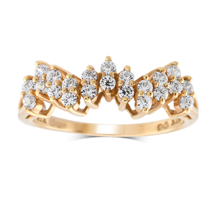 14K Yellow Gold Diamond Tiara-Inspired Ring 2/3 Ct