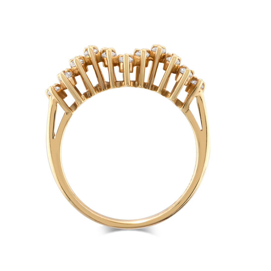14K Yellow Gold Diamond Tiara-Inspired Ring 2/3 Ct
