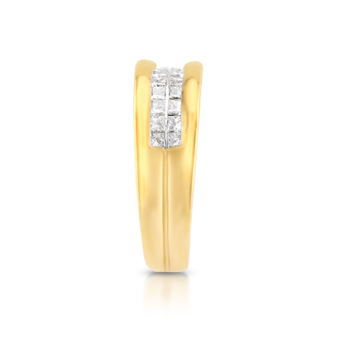 18K Yellow Gold Diamond Wedding Band 3/4 Ct
