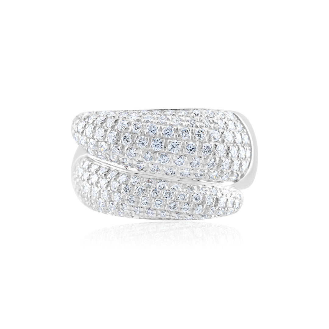 18K White Gold Diamond Right-Hand Crossover Ring ~ 2 Ct