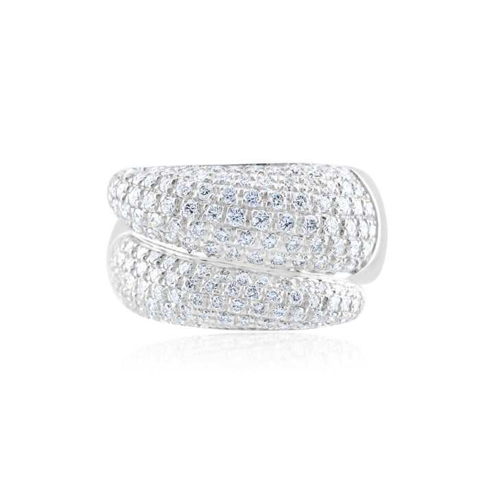 18K White Gold Diamond Right-Hand Crossover Ring ~ 2 Ct