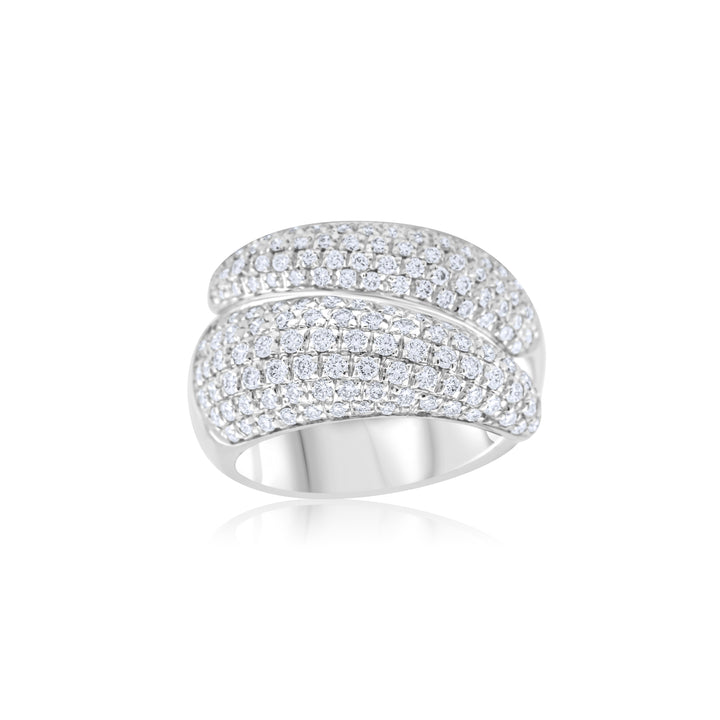 18K White Gold Diamond Right-Hand Crossover Ring ~ 2 Ct