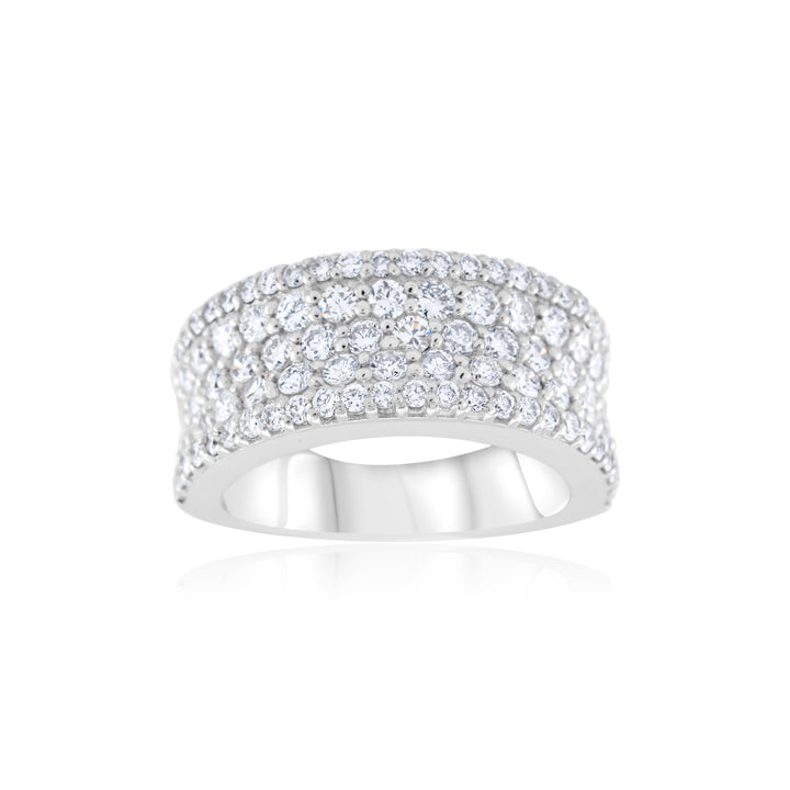 14K White Gold Diamond Wide Band 2.10 Ct