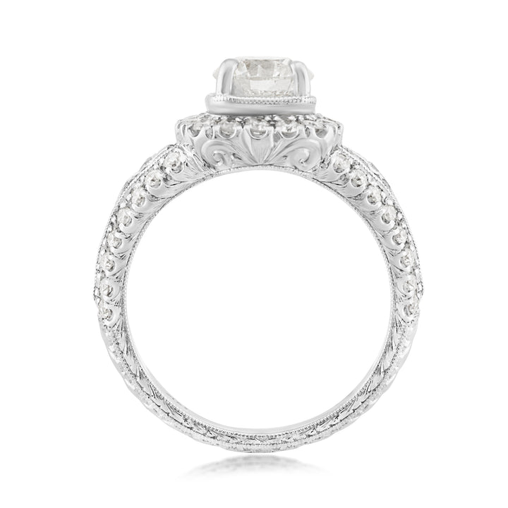 14K Two-Tone Gold Halo Diamond Engagement Ring 2.06 Ct