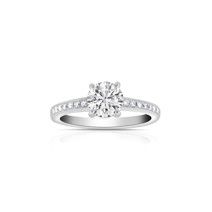 18K White Gold Hidden Halo Diamond Engagement Ring ~ 1 1/3 Ct