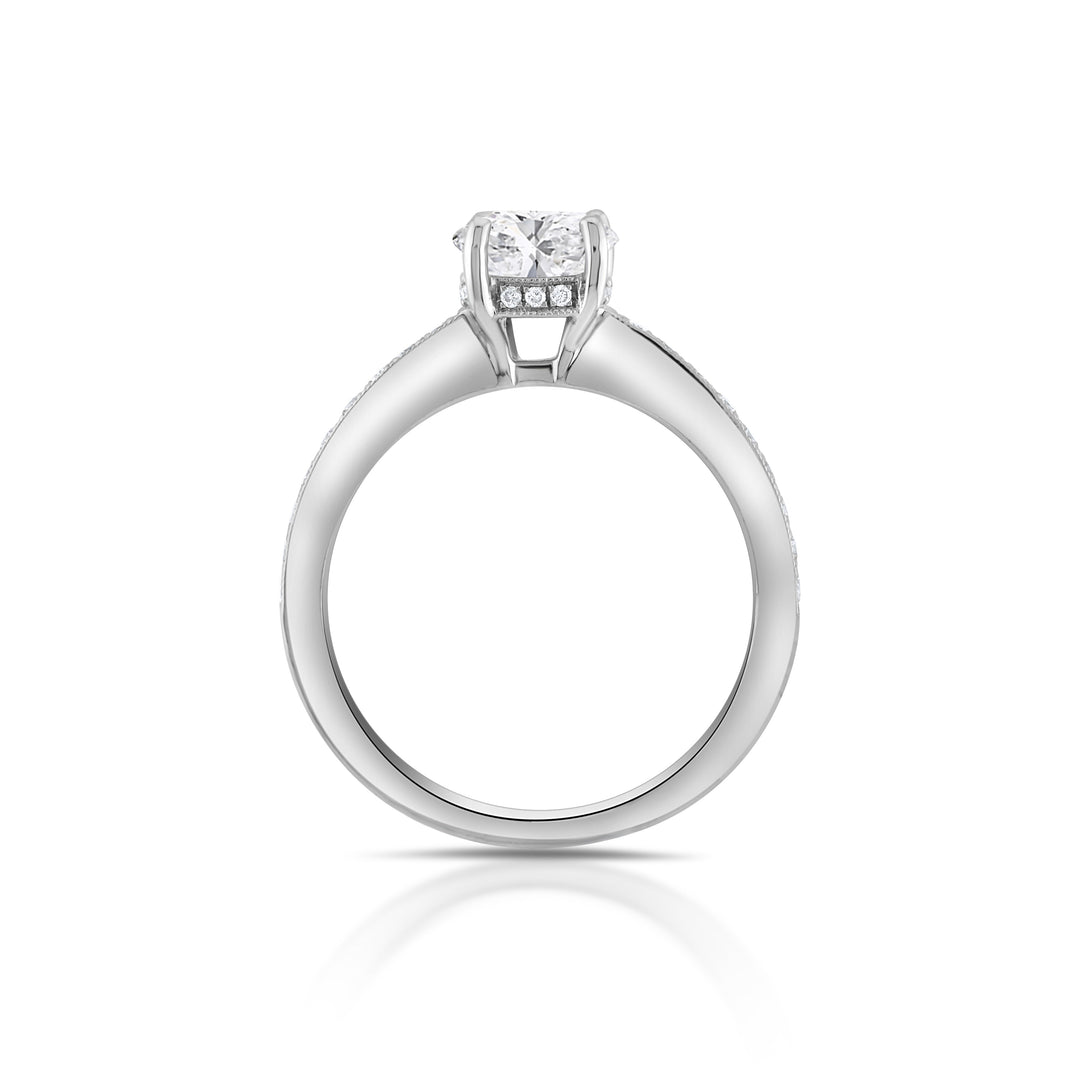 18K White Gold Hidden Halo Diamond Engagement Ring ~ 1 1/3 Ct