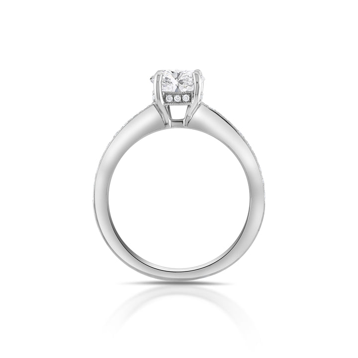 18K White Gold Hidden Halo Diamond Engagement Ring ~ 1 1/3 Ct